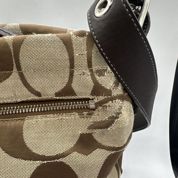 COACH Signature F15067 Shoulder Bag cross-body Brown canvas Y2K - Picture 6 of 14